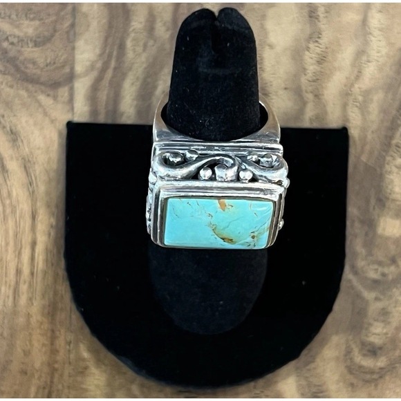 Ornate Filigree BARSE Sterling Silver 925 Turquoise Ring Sz 6.5 - Picture 3 of 11